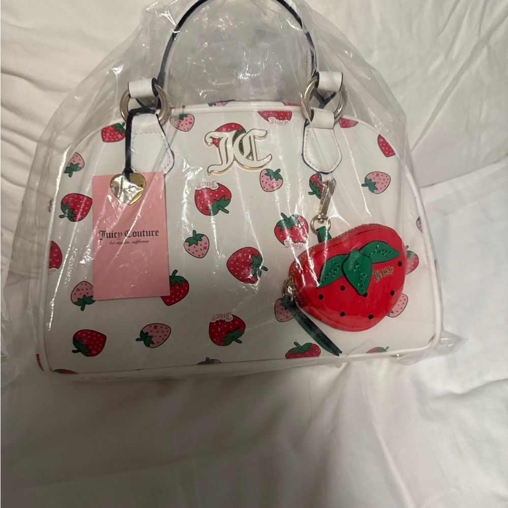 Juicy Couture Exclusive “Sweet and Juicy” Bowler Bag Strawberry Print Crossbody! - Picture 11 of 11